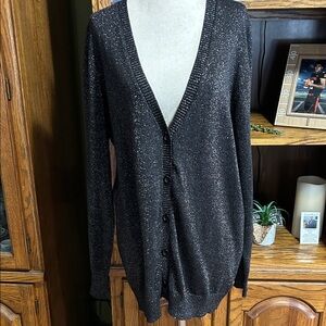 Faded Glory Black Glitter Cardigan Size Large (12-14) EUC